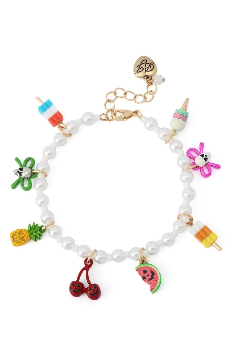 Betsey Johnson Summerween Charm Bracelet, Main, color, Pearl