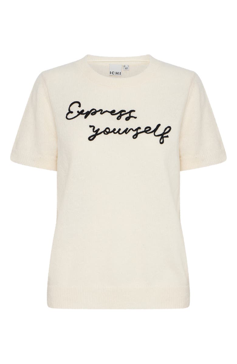 ICHI Short Sleeve Sweater, Alternate, color, Birch