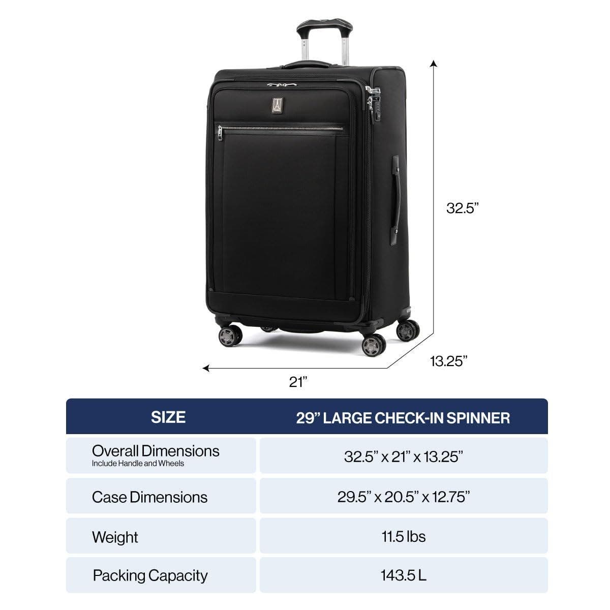 TRAVELPRO Platinum Elite Softside Expandable Large 29-Inch Checked Luggage, Alternate, color, Shadow Black