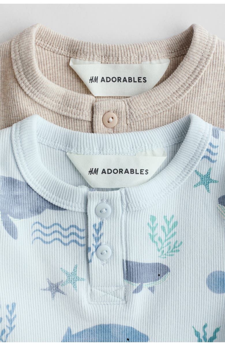 H&M 2-pack Cotton Henley Tops, Alternate, color, 