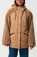 Rip Curl S-Series Splice Faux Shearling Sleeve Puffer Jacket