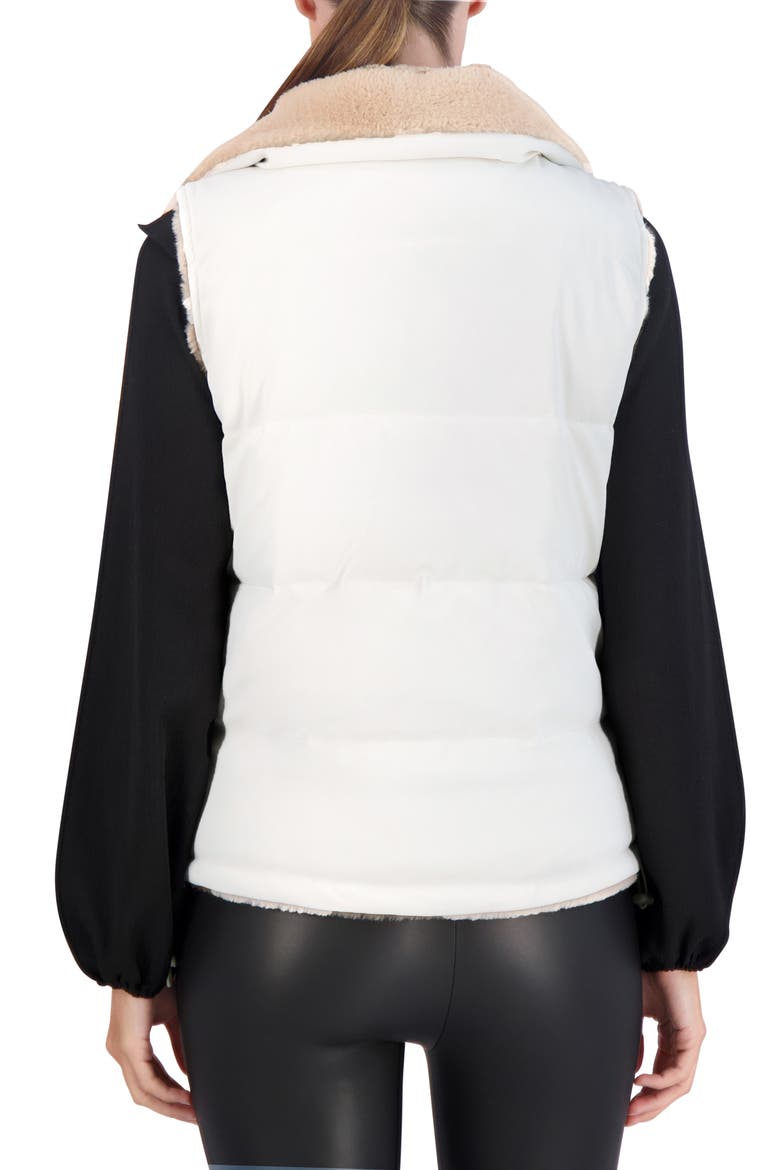 Water Resistant Reversible Faux Fur Puffer Vest, Alternate, color, IVORY