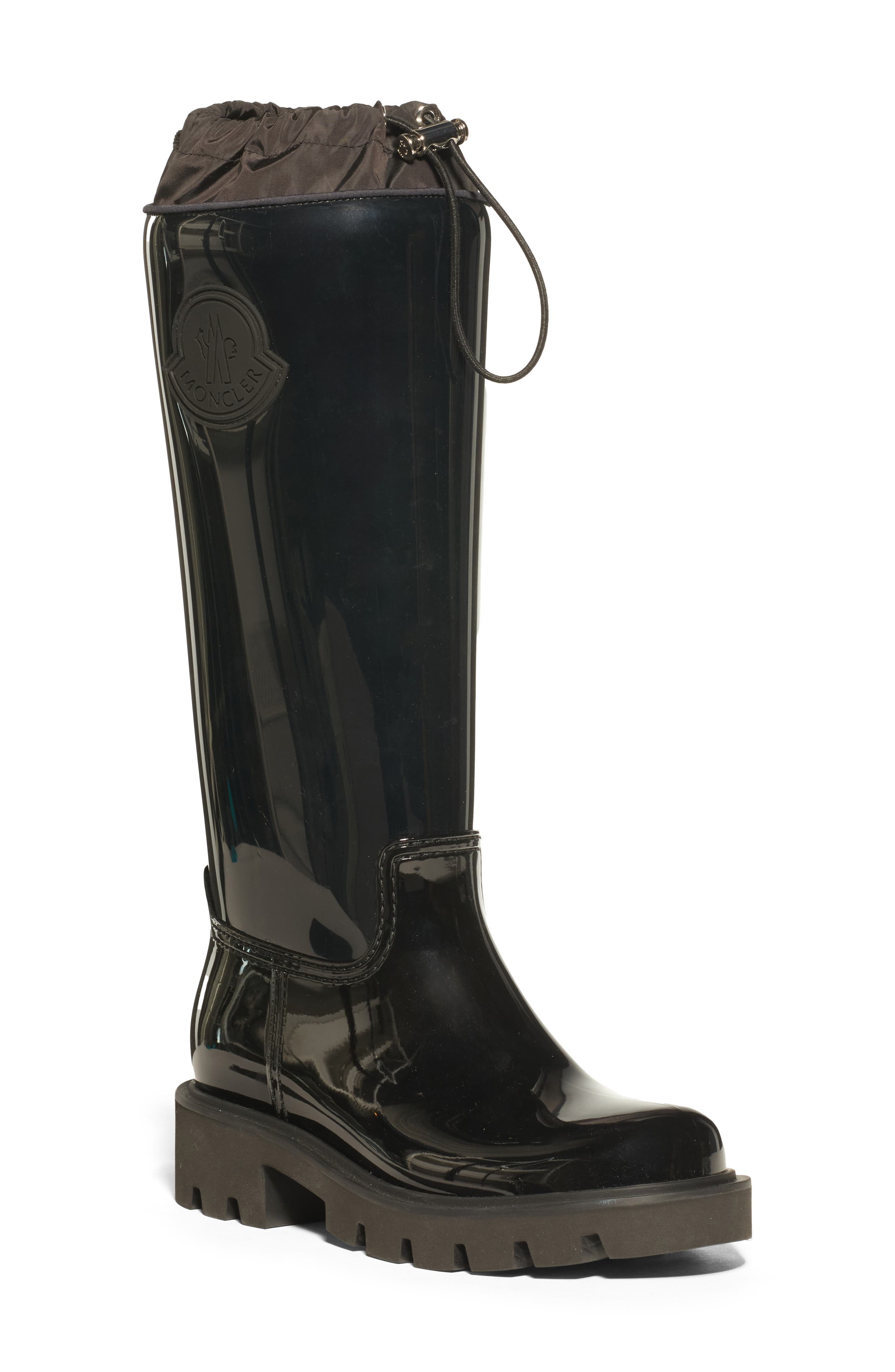 Moncler Kickstream Waterproof Knee High Rain Boot, Main, color, Black