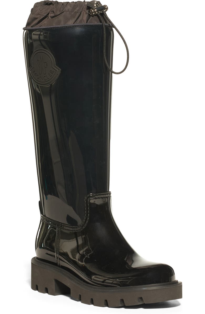 Moncler Kickstream Waterproof Knee High Rain Boot, Main, color, Black