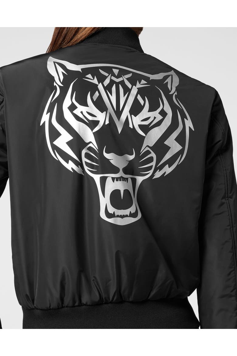 Nylon Bomber Tiger Women, Alternate, color, black