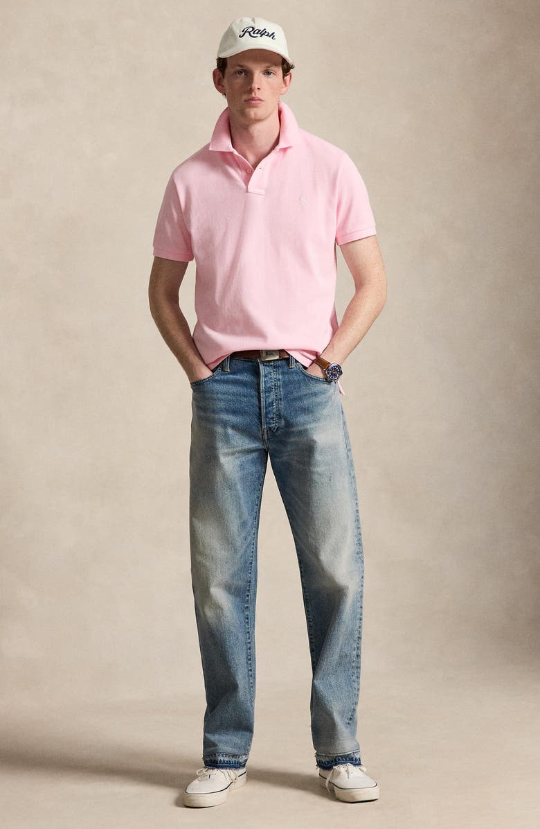 Polo Ralph Lauren The Iconic Solid Cotton Piqué Polo, Alternate, color, Bath Pink