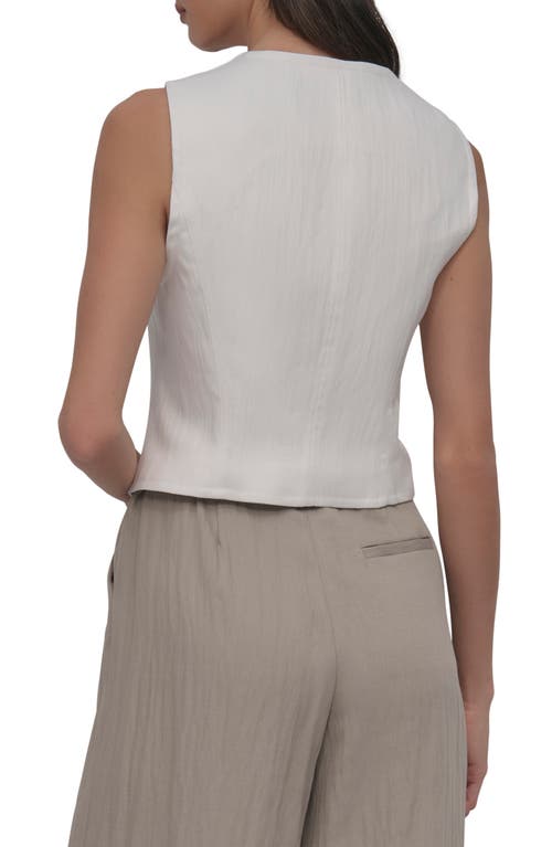 Shop Dkny Zip Front Seamed Corset Top In Ivory