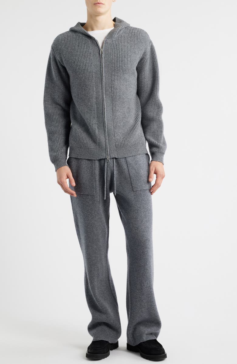 KROST Rib Wool Hooded Zip Cardigan, Alternate, color, Gunmetal