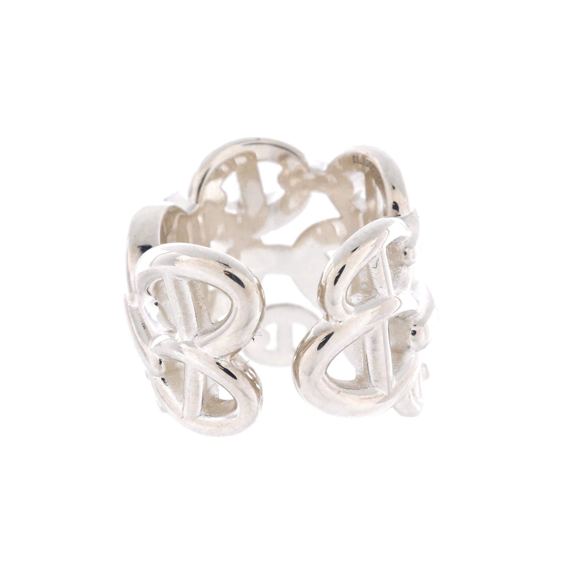 Pre-Owned Hermes Chaine d'Ancre Enchainee Ring Sterling Silver GM, Alternate, color, Silver