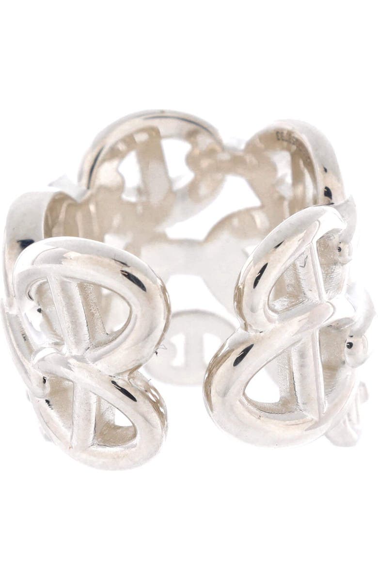 Pre-Owned Hermes Chaine d'Ancre Enchainee Ring Sterling Silver GM, Alternate, color, Silver