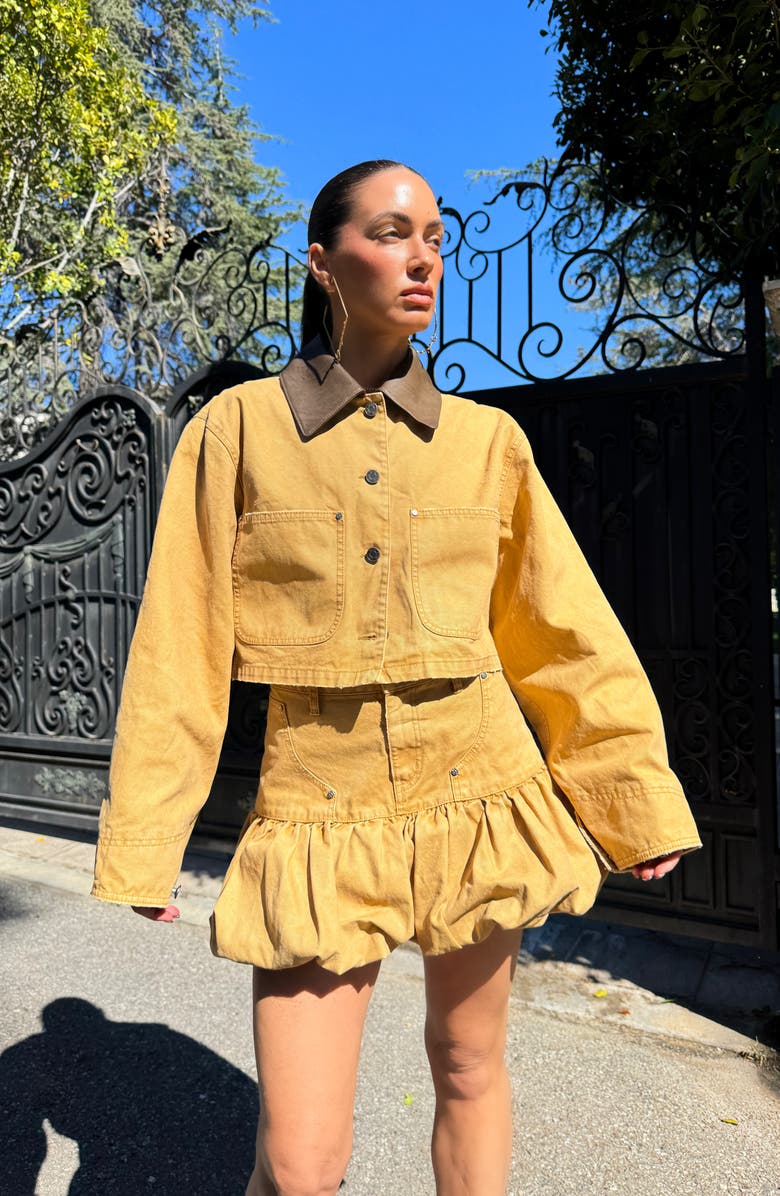 AFRM Wrenley Crop Denim Jacket, Alternate, color, Beige Khaki