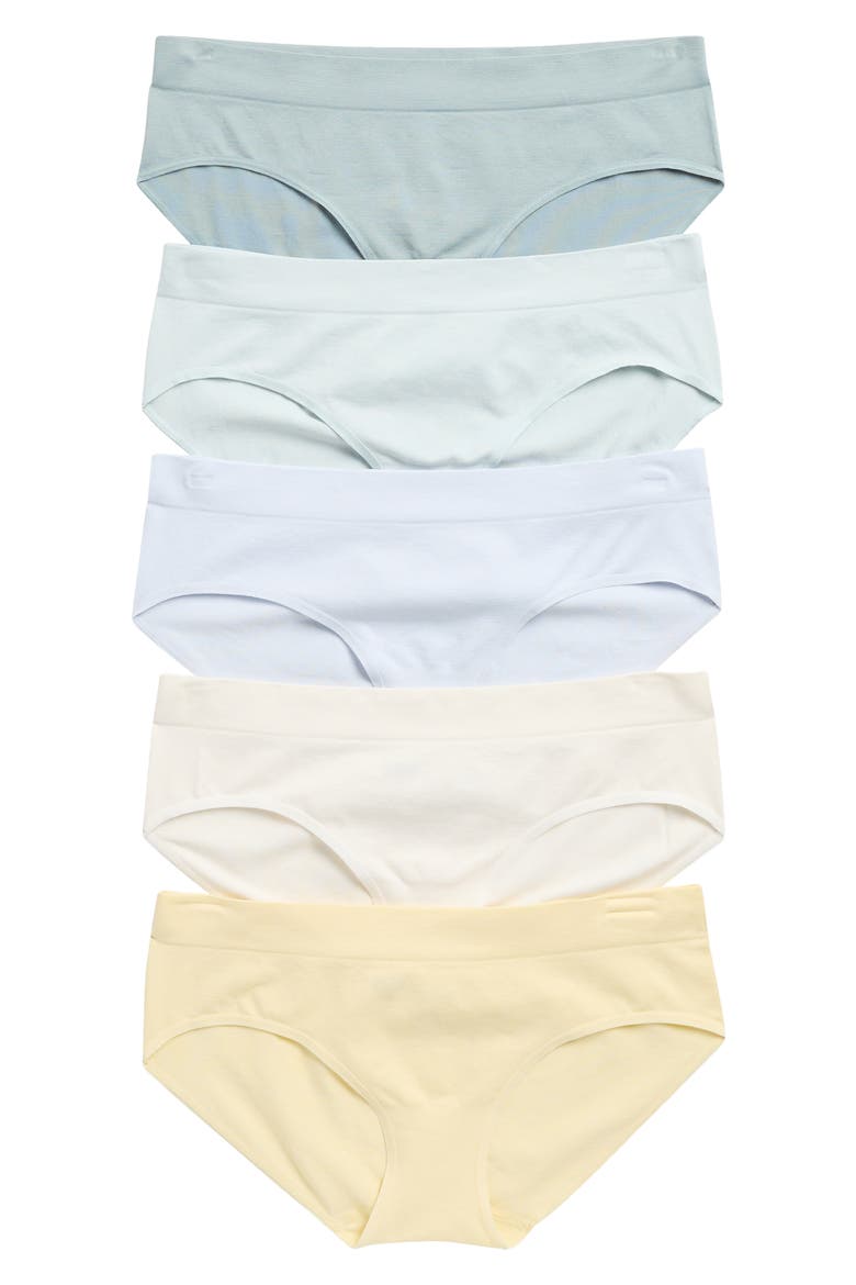 Everyday Assorted 5-Pack Seamless Hipster Briefs, Alternate, color, BLUE ANCIENT MULTI