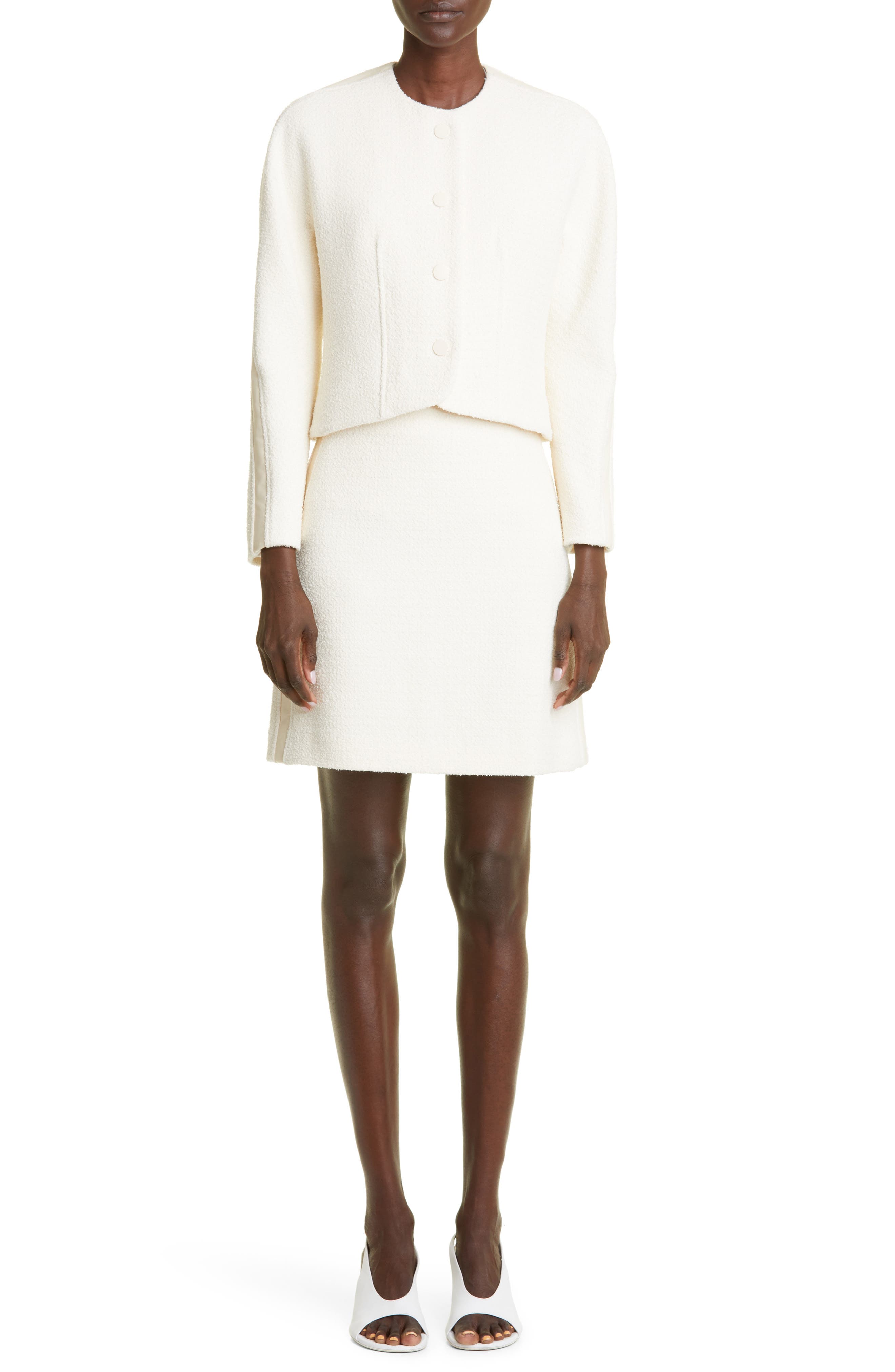 Textured Tweed Knit & Leather Crop Jacket - image 2