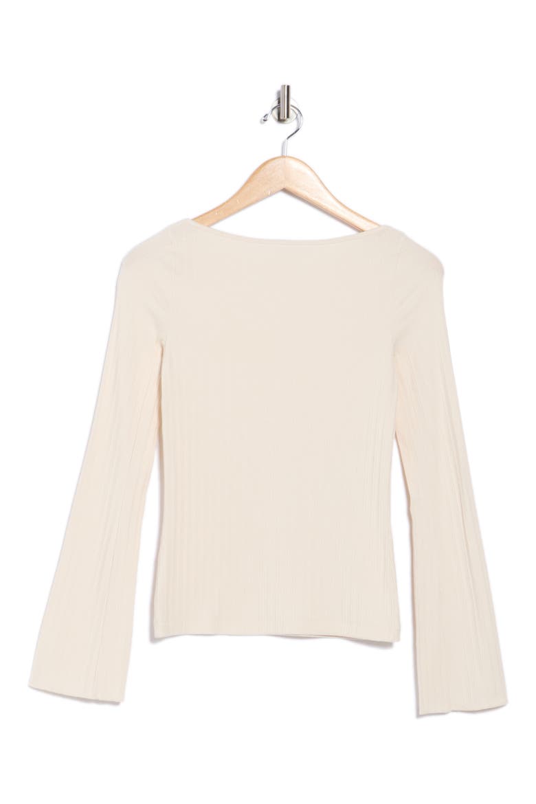 Boat Neck Long Sleeve Rib Top, Alternate, color, LIGHT CREAM