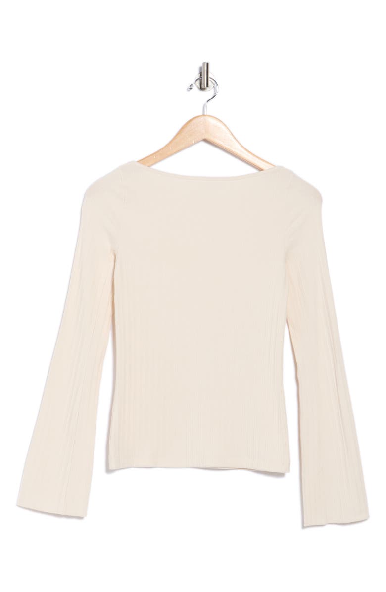 Madewell Boat Neck Long Sleeve Rib Top, Alternate, color, Light Cream