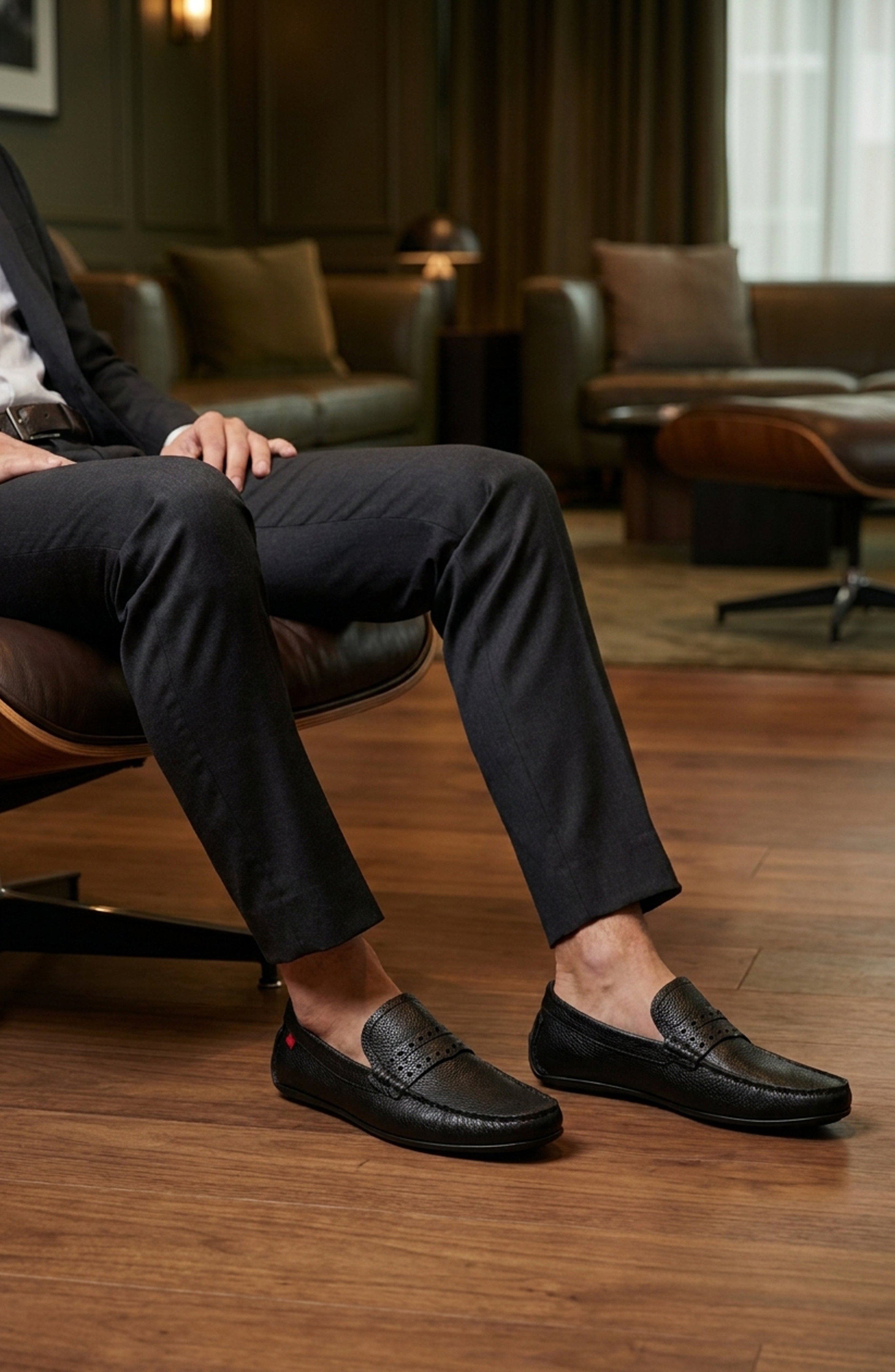 Bradford Street Leather Penny Driver Loafer, Alternate, color, Black Grainy