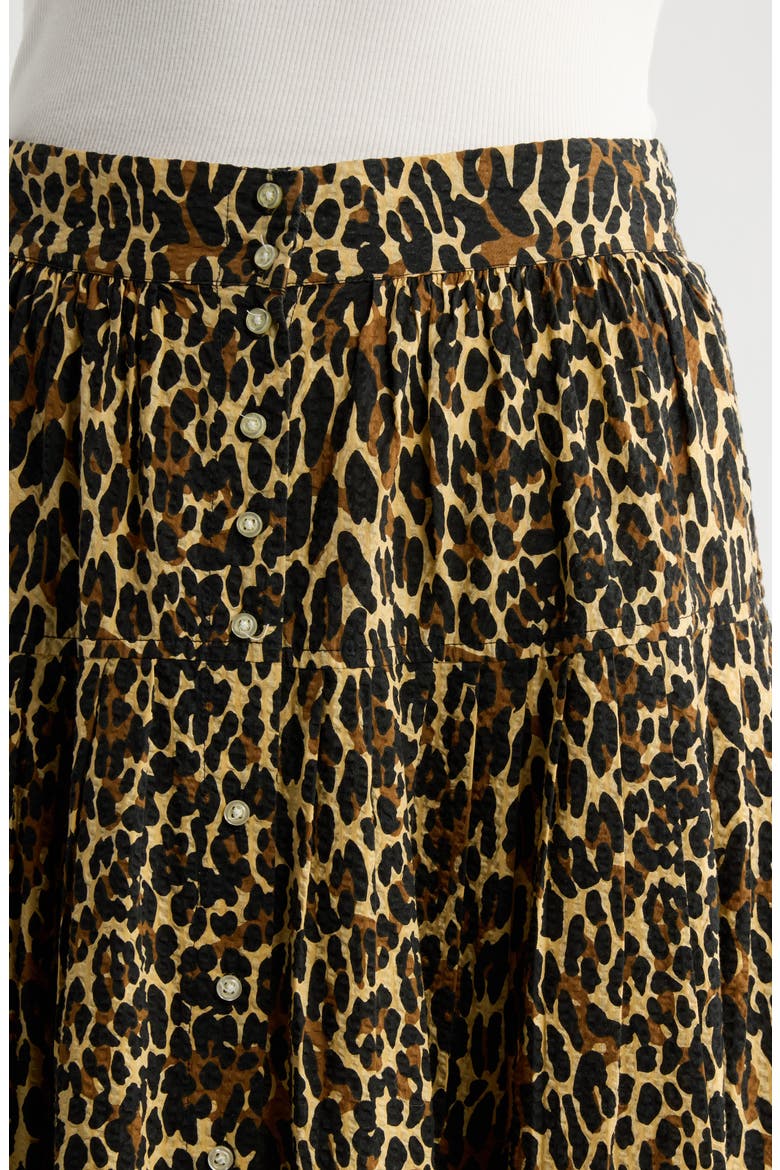 Highland Leopard Print Cotton Midi Skirt, Alternate, color, TAN LEOPARD