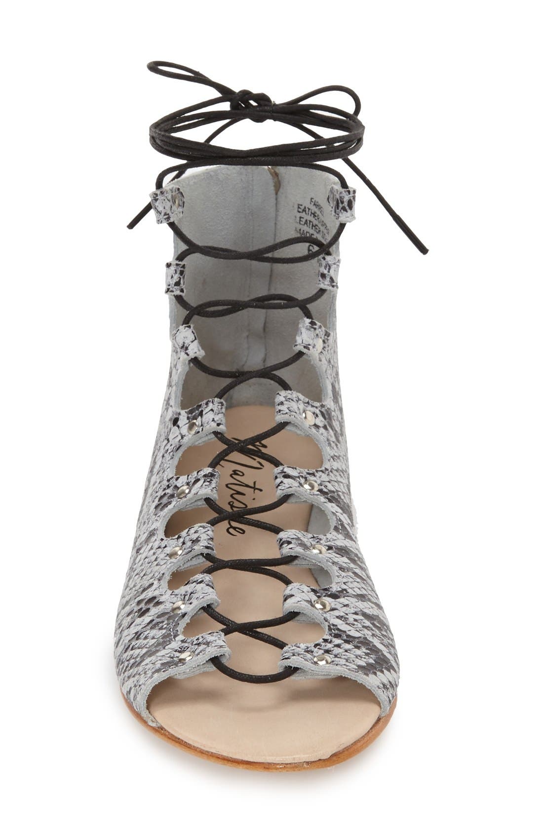 'Farrel' Lace-Up Sandal, Alternate, color, WHITE LEATHER