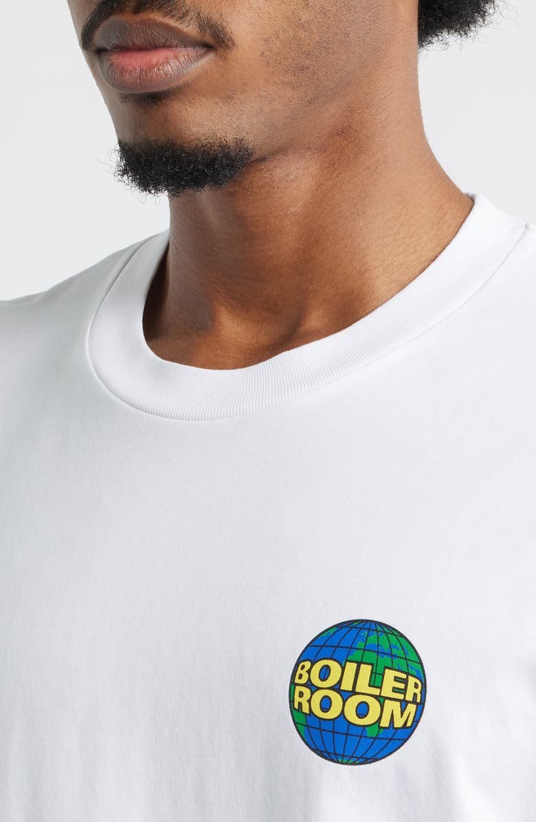 BOILER ROOM Globe Logo Graphic T-shirt, Alternate, color, White