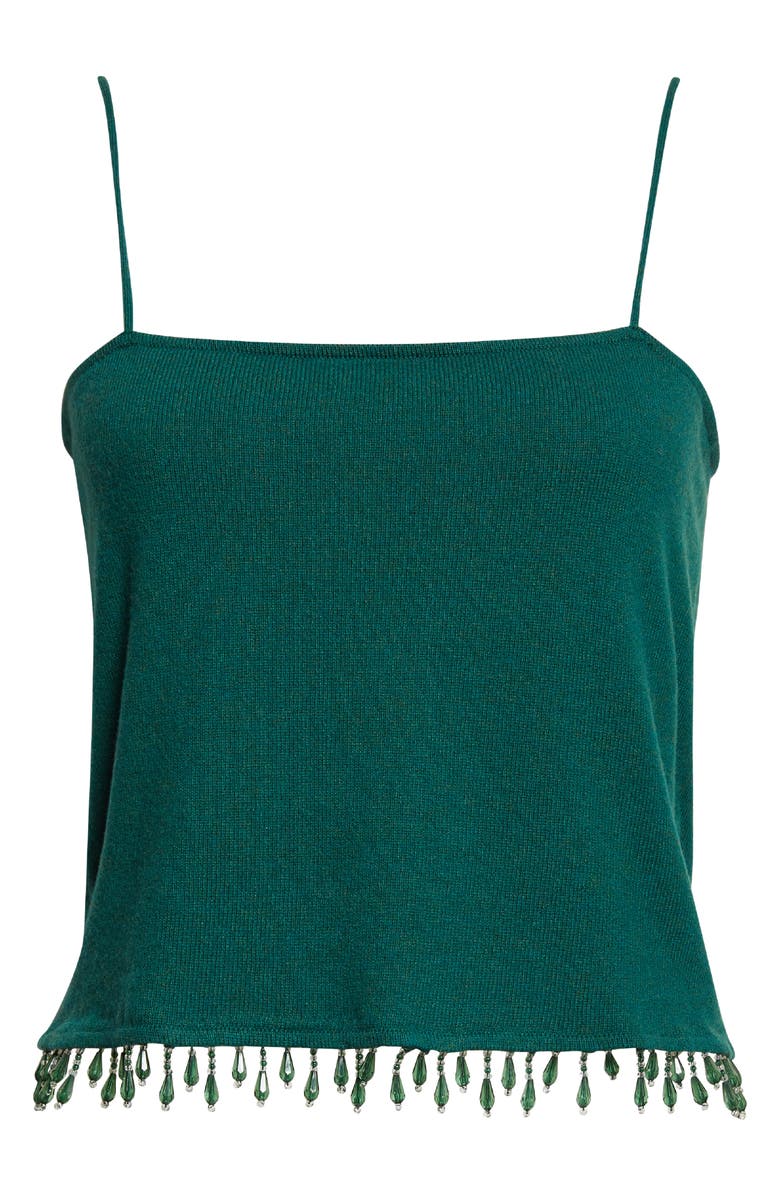 Bode Lodge Beaded Cashmere Camisole, Alternate, color, Dark Green