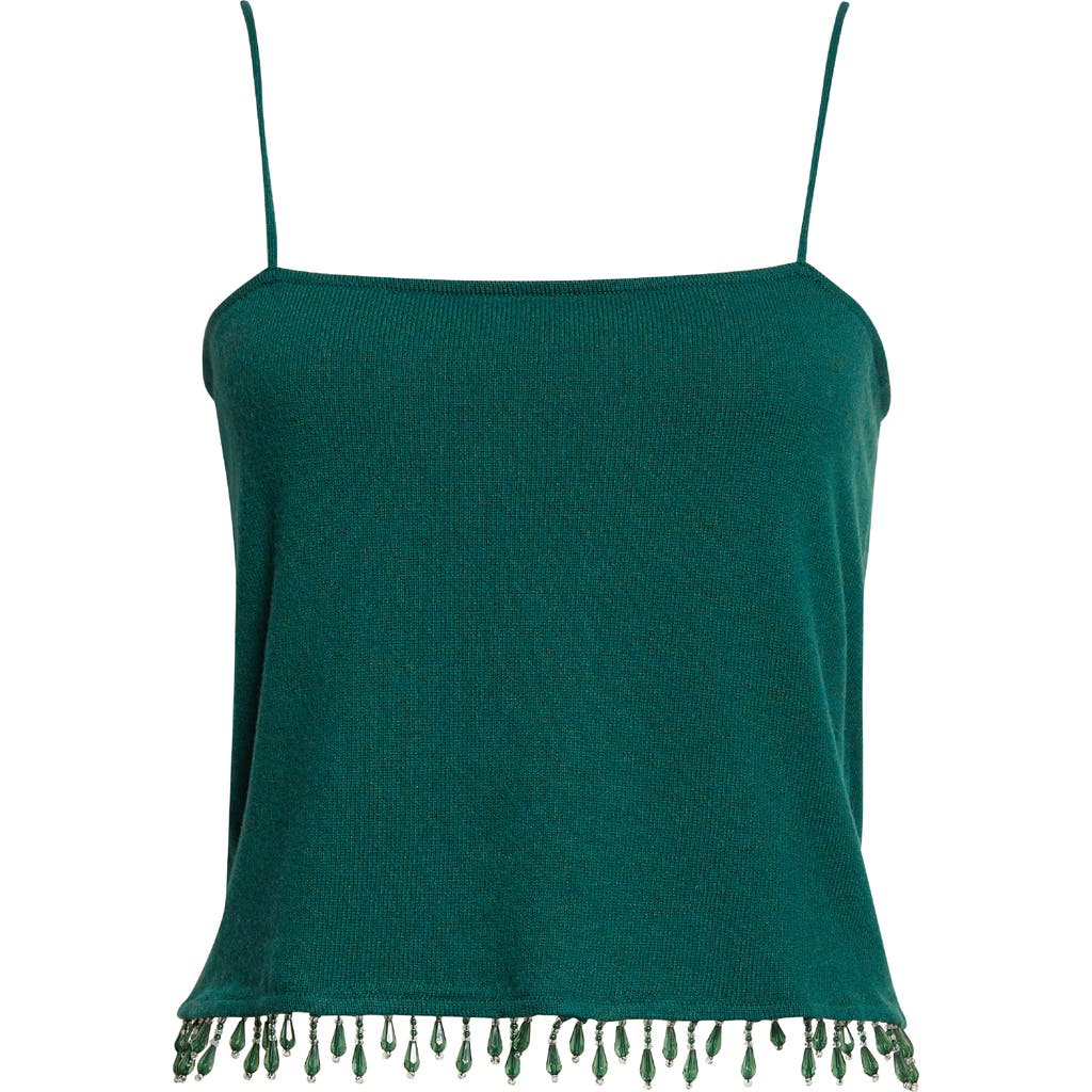 Bode Lodge Beaded Cashmere Camisole In Green