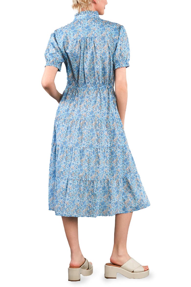 Tie Waist Tiered Chambray Midi Dress, Alternate, color, COOL BLOOM