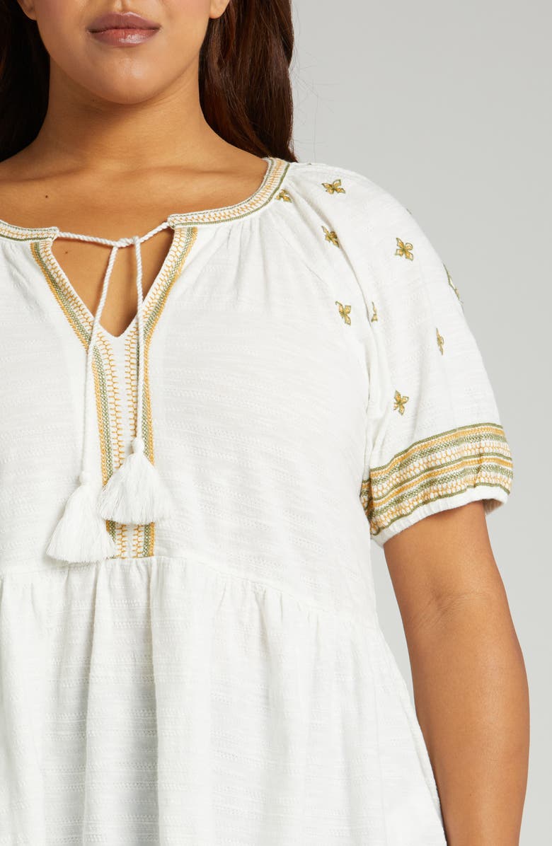 Lucky Brand Easy Embroidered Cotton Babydoll Top, Alternate, color,