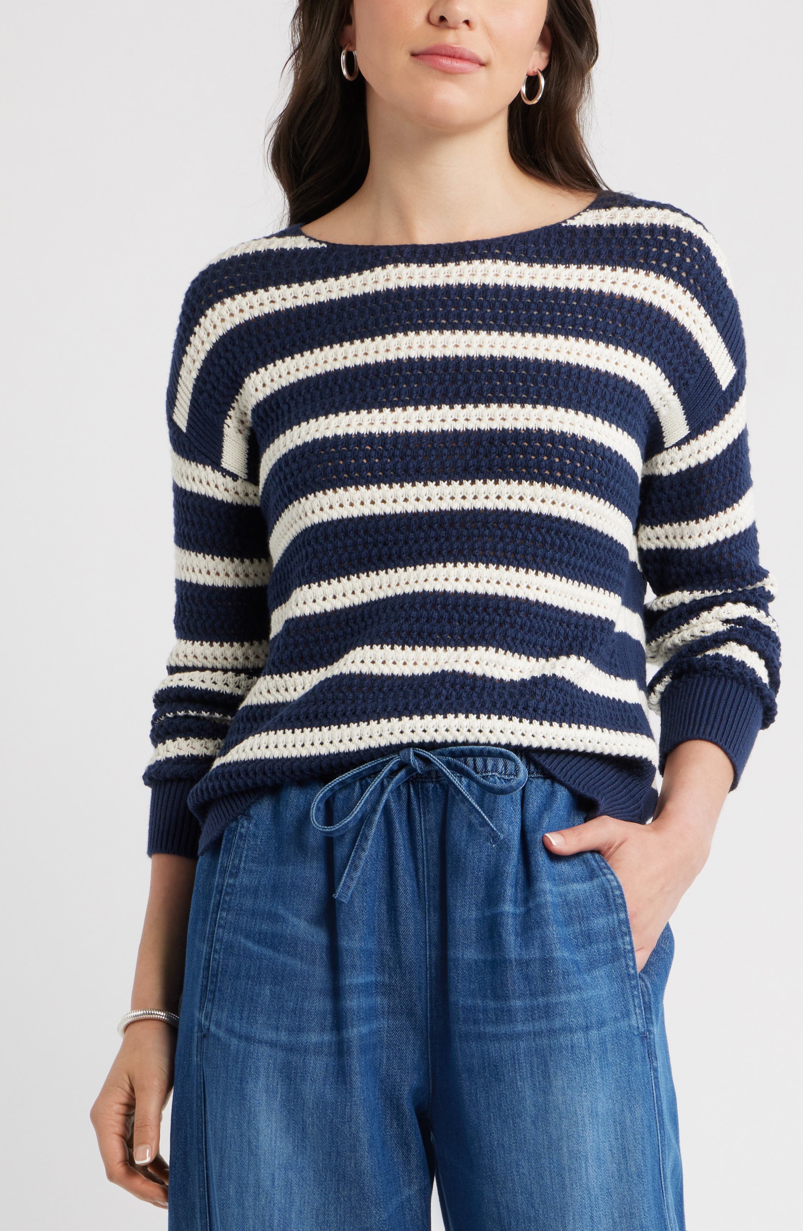 NAVY- IVORY MATTY STRIPE