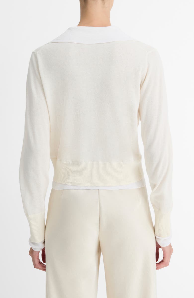 Vince Fine Gauge Collared Sweater, Alternate, color, Bell/ Optic White