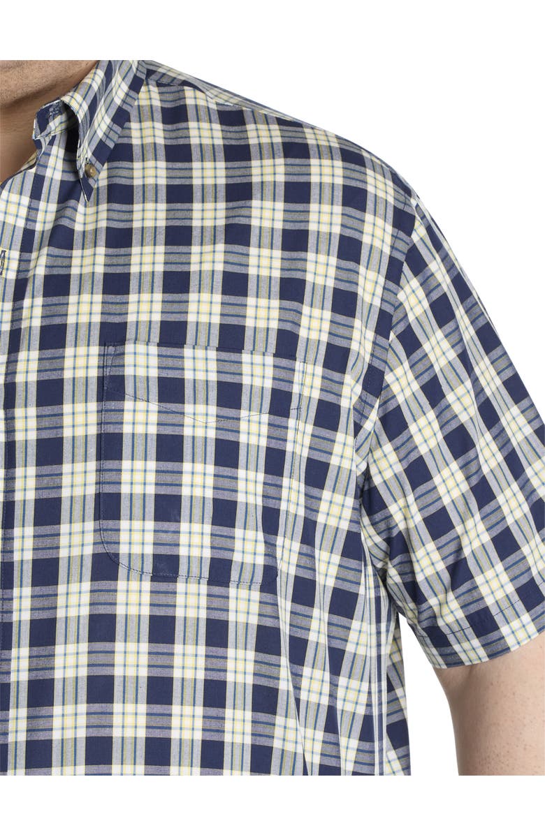 Harbor Bay by DXL Big & Tall Easy-Care Small Plaid Sport Shirt, Alternate, color, Navy Multi