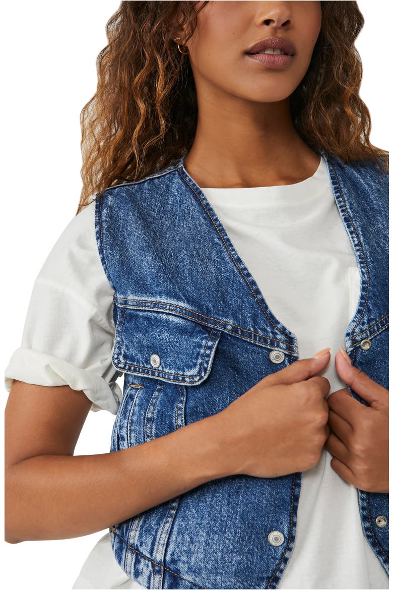 Florence Ranch Crop Denim Vest, Alternate, color, LIGHT BLUE