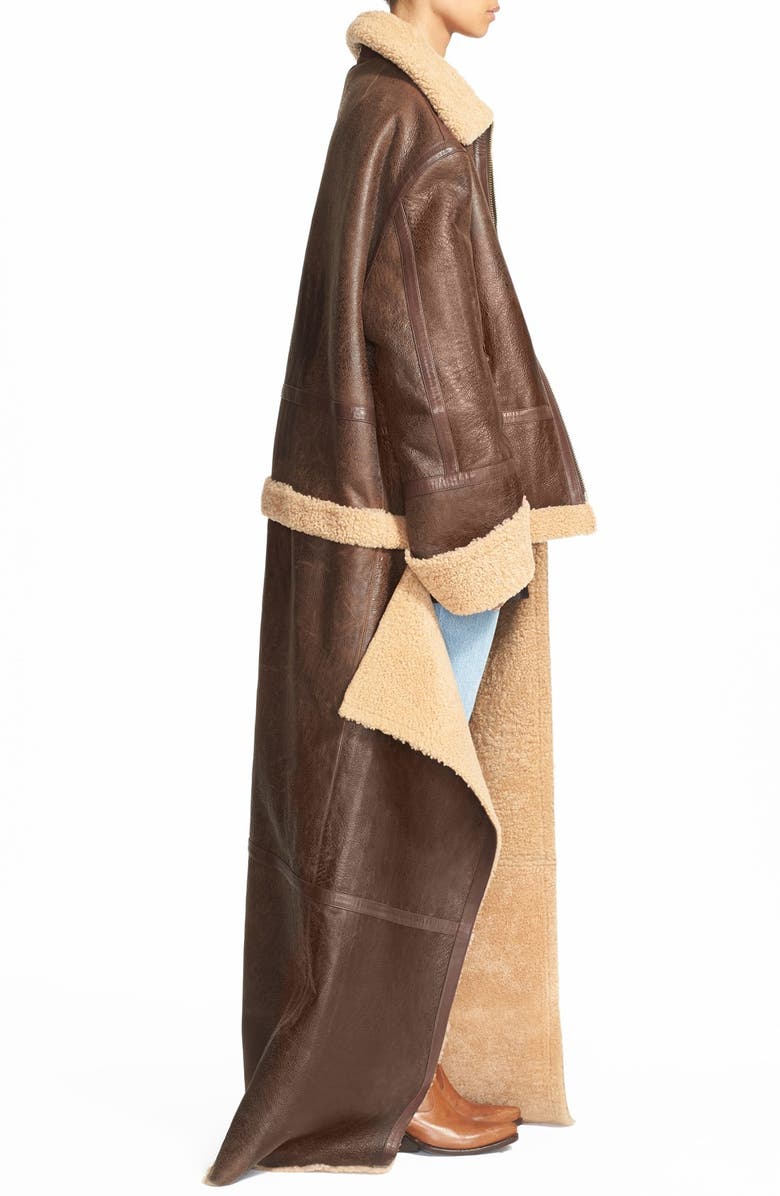 VETEMENTS Long Convertible Genuine Shearling Coat, Alternate, color,