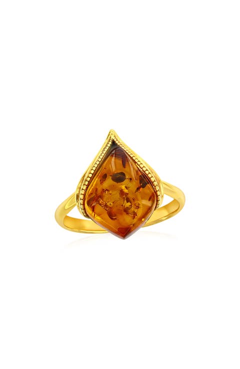 Marquise Cut Amber Ring
