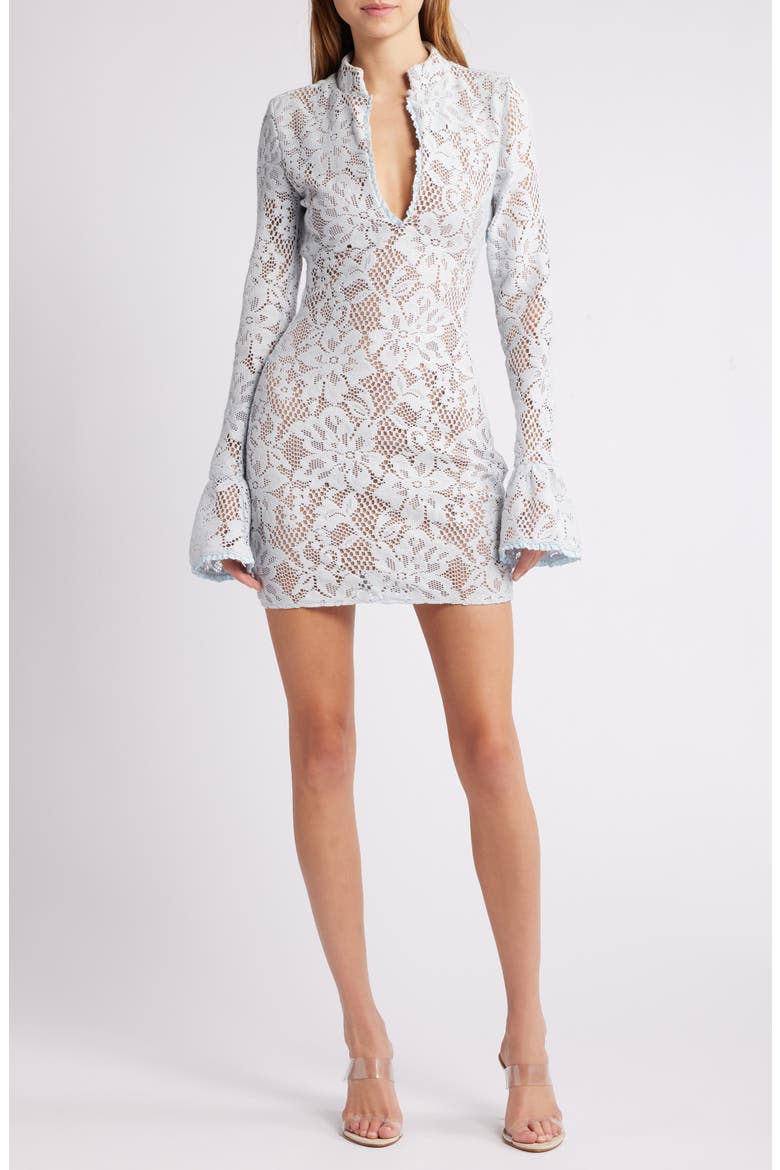Brianna Long Sleeve Lace Body-Con Minidress, Alternate, color, SKYRIDE