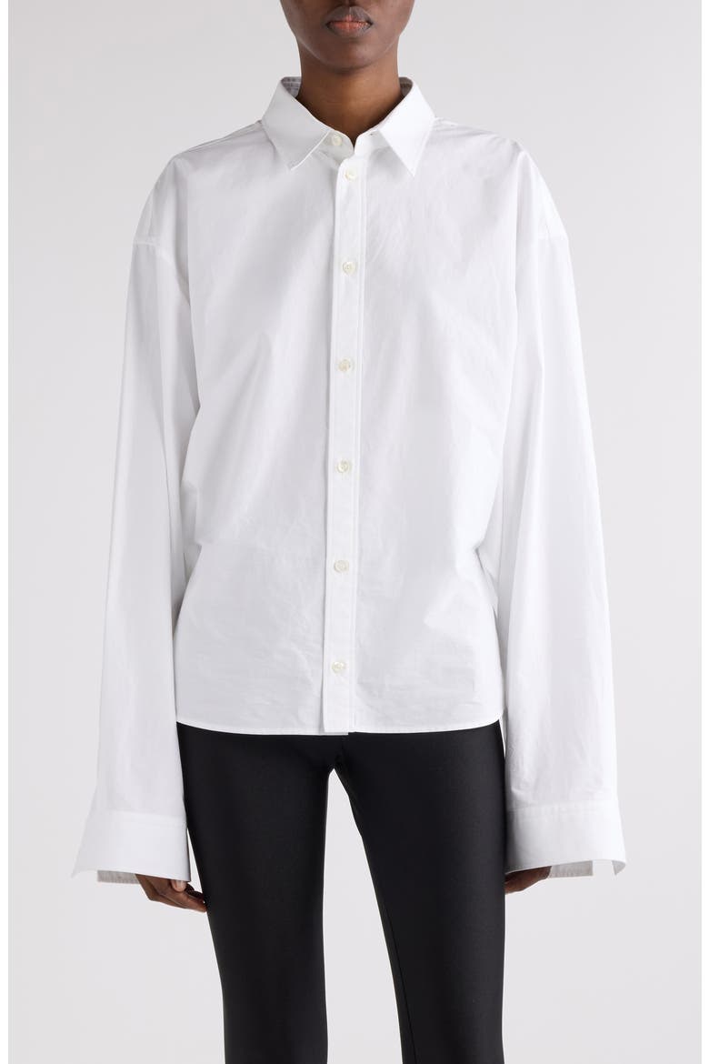 Semifitted Button-Up Shirt, Main, color, 9000 WHITE