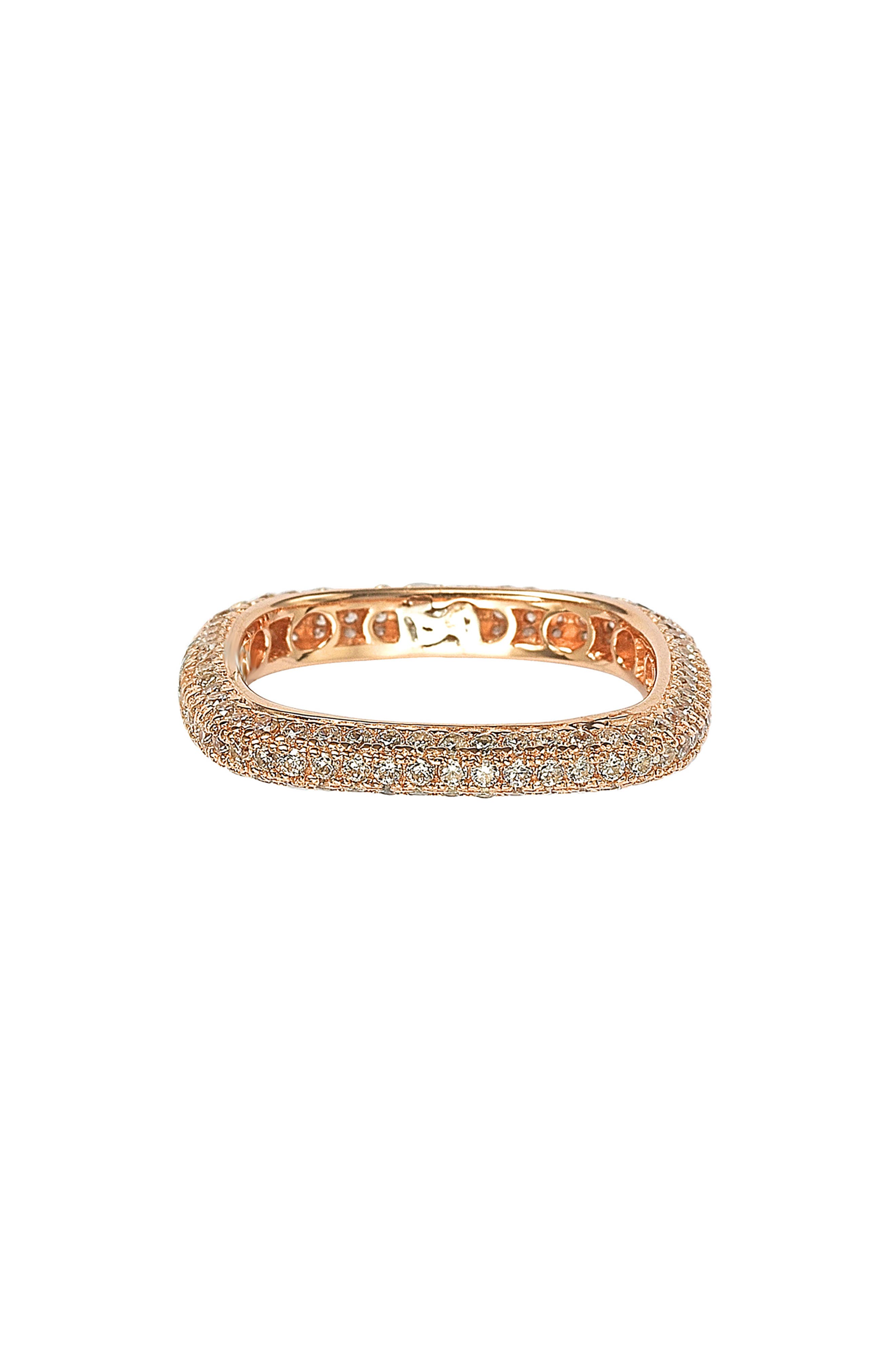 SUZY LEVIAN 14K Rose Gold Plated Sterling Silver Square Stackable Eternity Band Ring