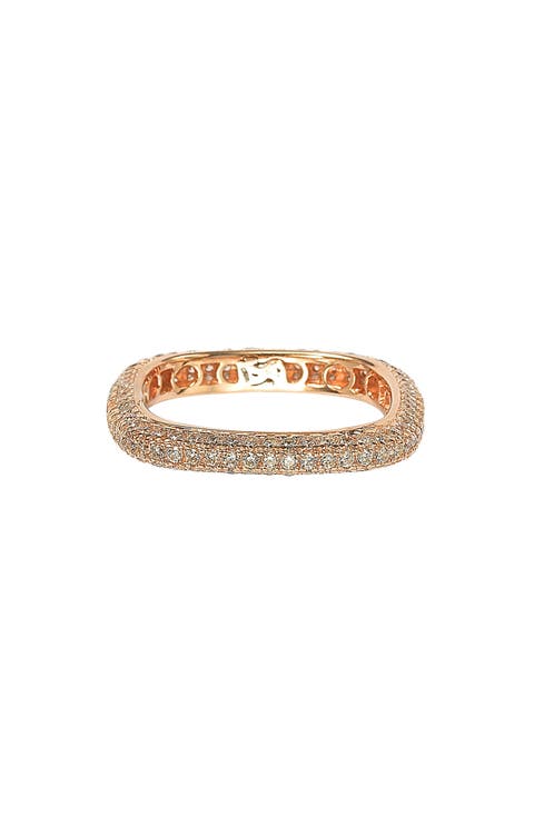 14K Rose Gold Plated Sterling Silver Square Stackable Eternity Band Ring
