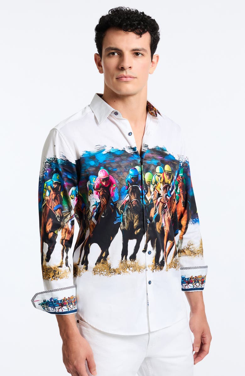 Robert Graham Derby Day Stretch Cotton Button-Up Shirt, Alternate, color, 