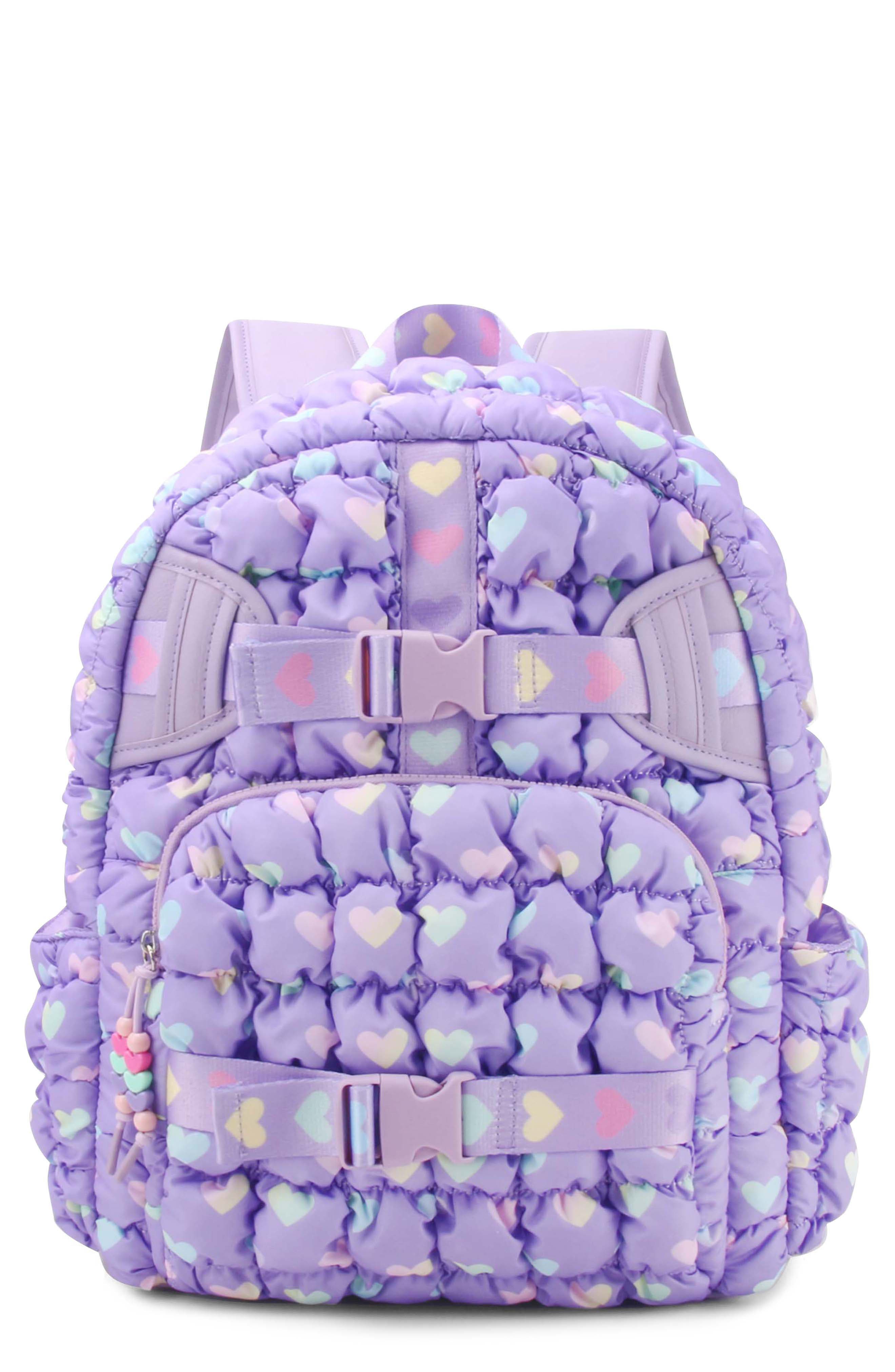 OMG Accessories Kids
 Heart Print Scrunch Backpack, Main, color, 