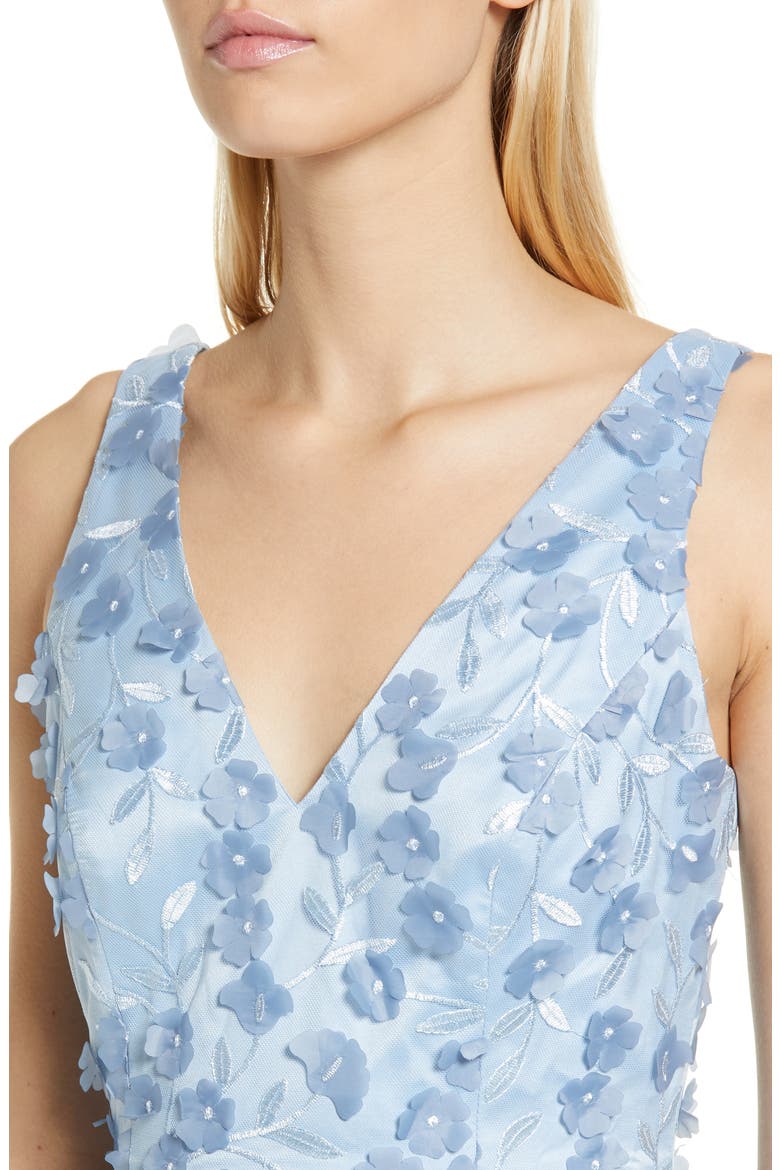 3D Appliqué Fit & Flare Cocktail Dress, Alternate, color, SKY