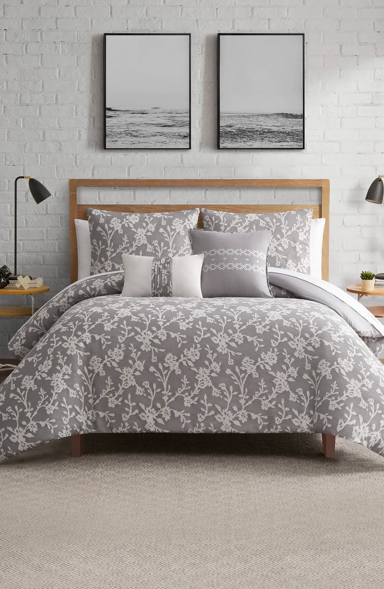Lucky Brand Fiora Floral Duvet Set, Alternate, color, Grey Floral