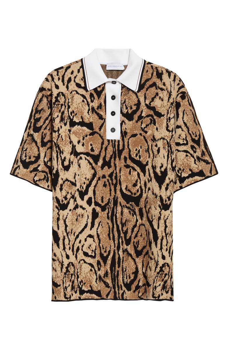 Stella McCartney Cloud Leopard Polo Sweater, Alternate, color, Beige Multicolor