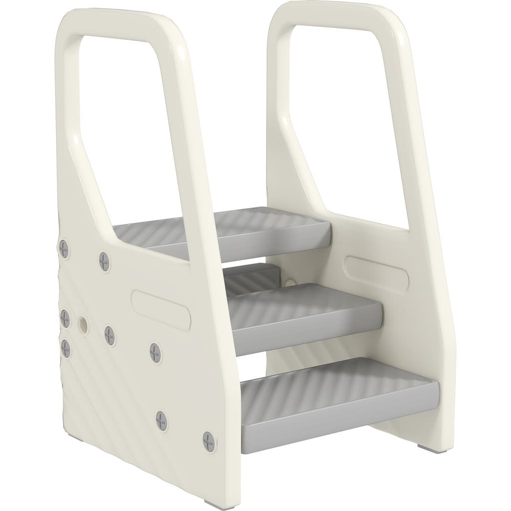 Qaba 3-Step Kids Kitchen Stool Helper, Handles, Non-slip Surface, Foot Pads in Gray  product