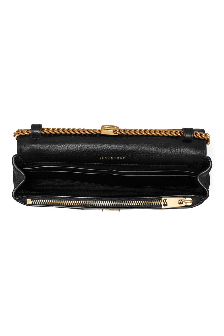 Charlie Quilted Leather Wallet on a Chain, Alternate, color, BLACK