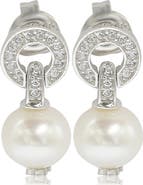 SUZY LEVIAN Created Sapphire & 8mm Freshwater Pearl Circle Drop Earrings