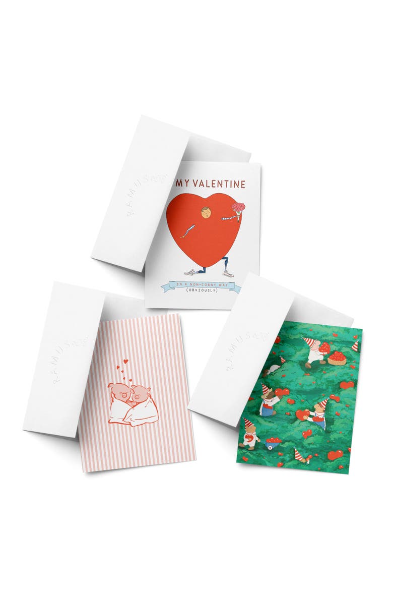 Love/Valentine's Assorted Greeting Card Pack (3ct) "Non Corny Valentine, Piggies, Hearts Harvest", Main, color, Multi-Pack