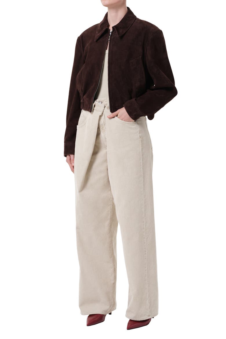 x Shoreditch Ski Club Nahla Suede Jacket, Alternate, color, ROOT DARK BROWN