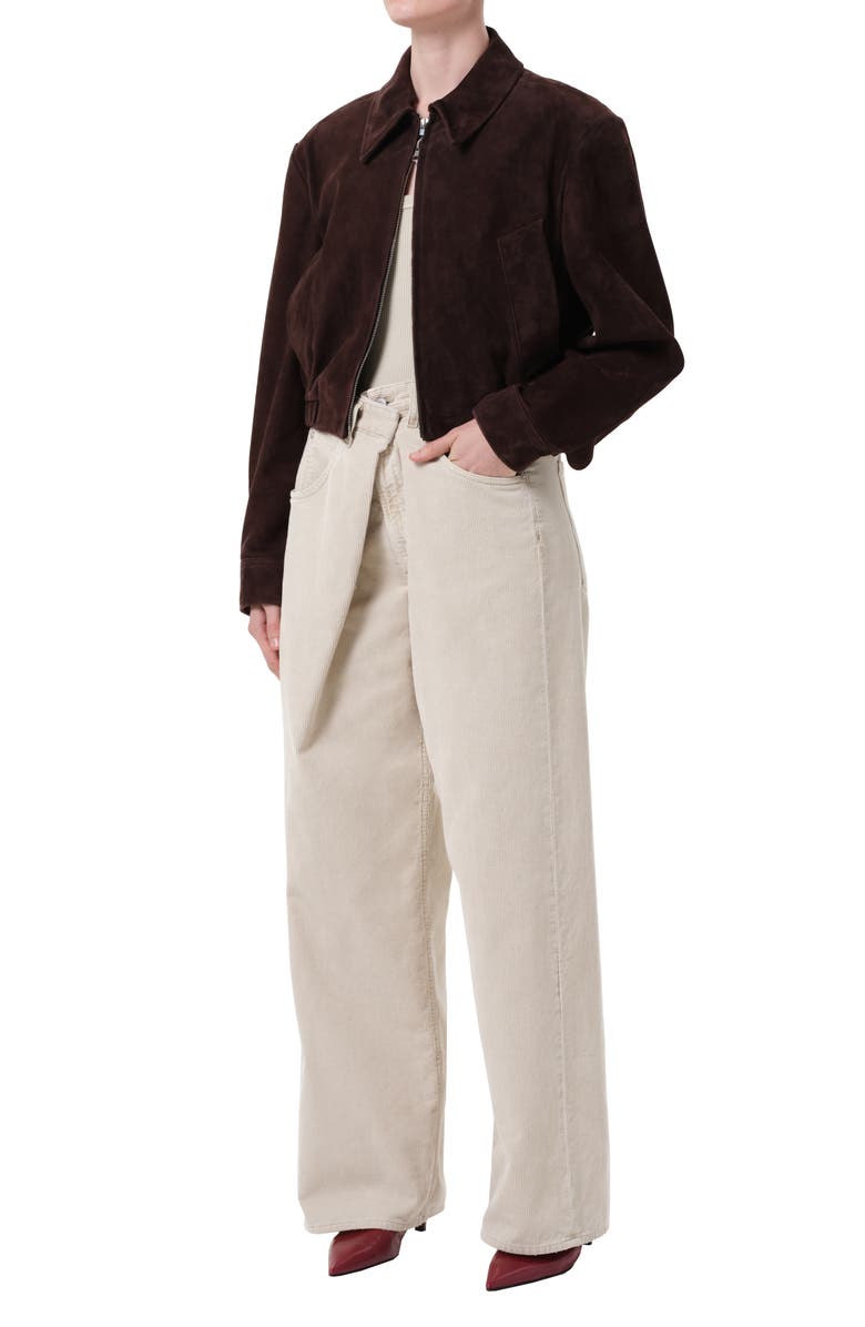 AGOLDE x Shoreditch Ski Club Nahla Suede Jacket, Alternate, color, Root Dark Brown