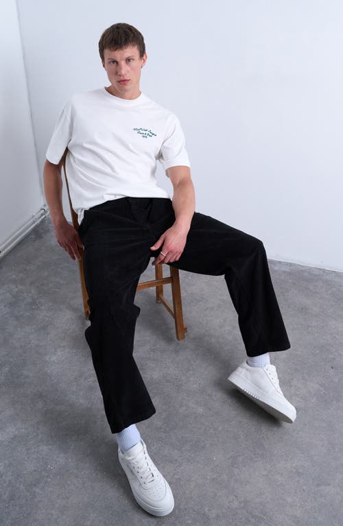 Topman Flat Front Tapered Cotton Corduroy Pants In Black