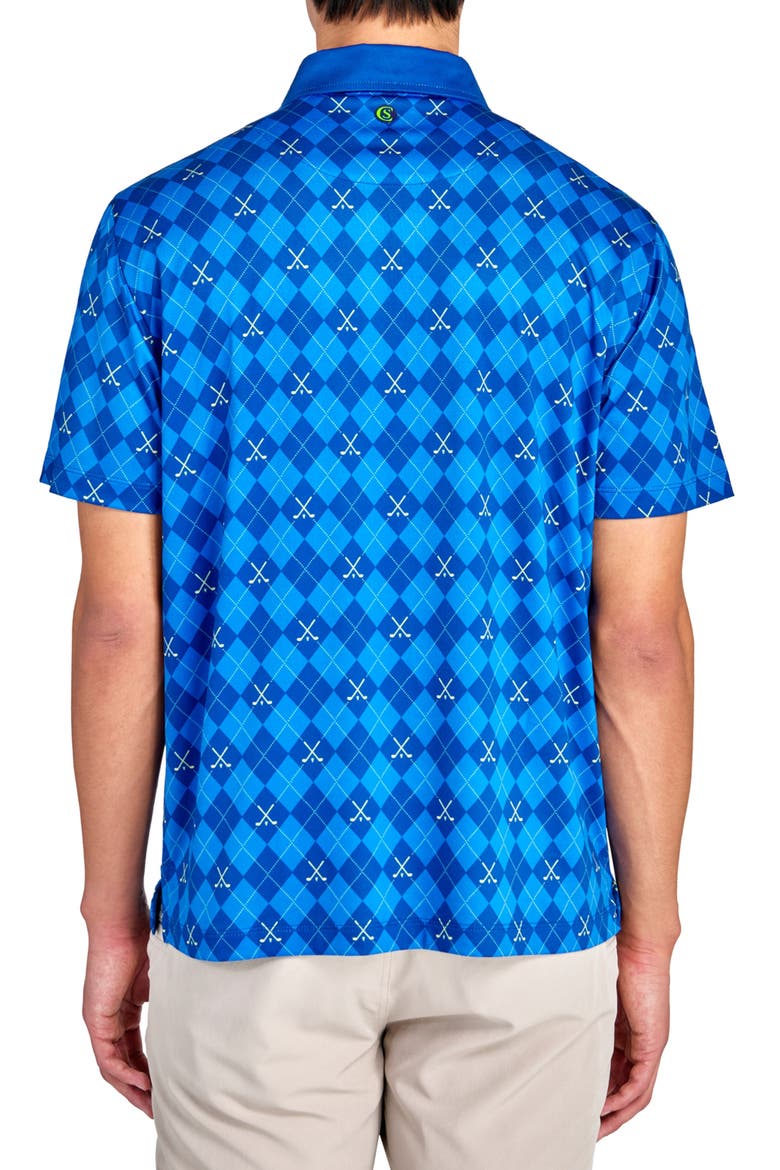 Regular Fit Golf Club Argyle Print Recycled Performance Golf Polo, Alternate, color, BLUE